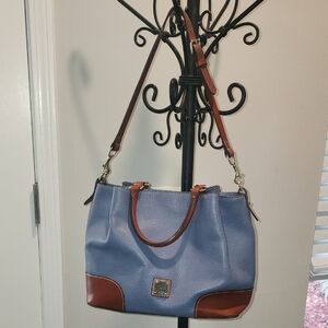 Dooney & Bourke Blue and Brown Leather Tote Bag
